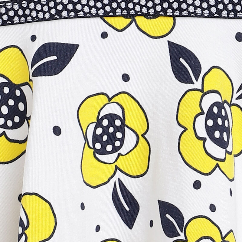 Girls White and Yellow Printed Short Sleeve Dress image number 4